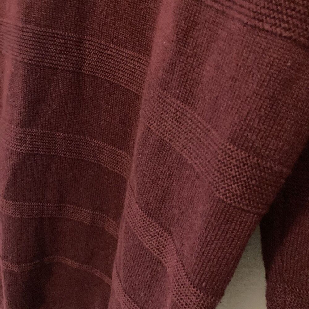 CALVIN KLEIN maroon striped v-neck long sleeve pullover sweater M - Picture 7 of 9